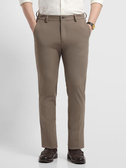 Arrow Newyork - Men's Brown Polyester Super Slim Fit Solid Formal Trouser
