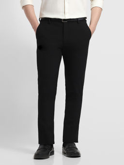 Arrow Newyork - Men's Black Polyester Super Slim Fit Solid Formal Trouser