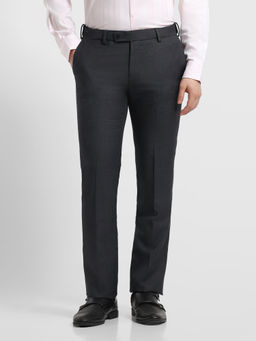 Arrow - Men's Grey Polyester Regular Fit Self Design Casual Trouser