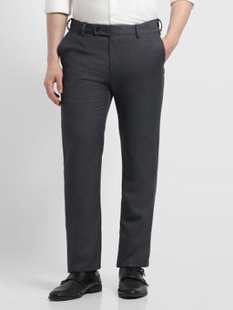 Arrow - Men's Grey Terylene Regular Fit Self Design Casual Trouser