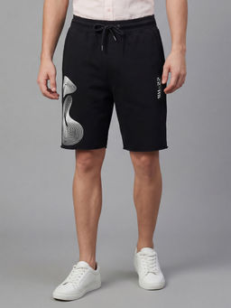 Being Human - Men's Black Pure Cotton Regular Fit Graphic Shorts
