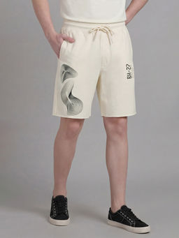 Being Human - Men's Off White Pure Cotton Regular Fit Graphic Shorts