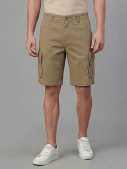 Being Human - Men's Khaki Cotton Lycra Regular Fit Solid Shorts