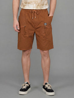 Being Human - Men's Brown Pure Cotton Regular Fit Solid Shorts