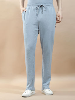 Cantabil - Men's Blue Cotton Regular Fit Solid Trackpant