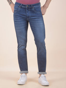 Cantabil - Men's Blue Polycotton Slim Fit Solid Jeans