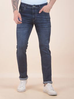 Cantabil - Men's Blue Polycotton Slim Fit Solid Jeans