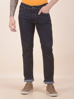 Cantabil - Men's Blue Polycotton Slim Fit Solid Jeans