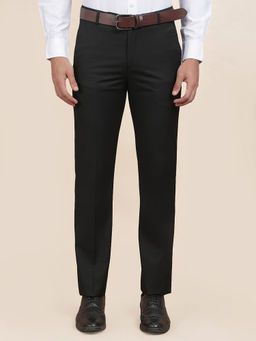 Cantabil - Men's Black Polycotton Slim Fit Solid Formal Trouser