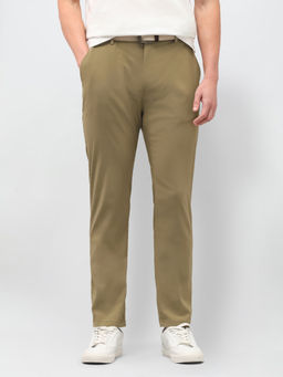 U.S. POLO ASSN. - Men's Brown Rayon Slim Fit Solid Casual Trouser