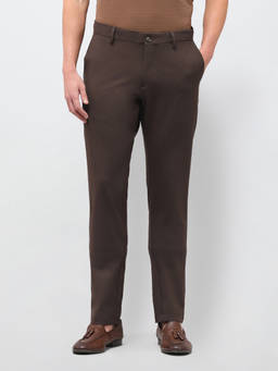U.S. POLO ASSN. - Men's Brown Polyester Slim Fit Solid Casual Trouser