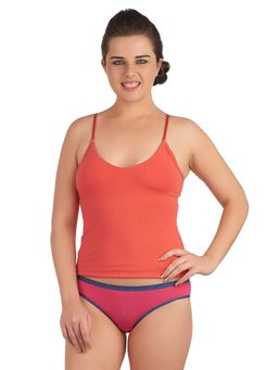 SOIE - Women Cotton Spandex Detachable Straps Camisole - Orange
