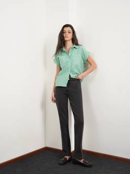 FABLE STREET - Denim Straight Fit Dark Grey Women Jeans