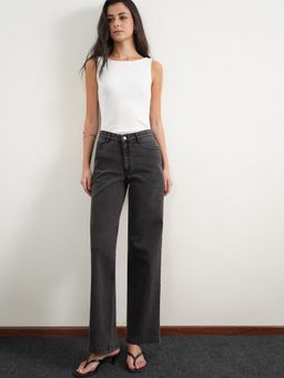 FABLE STREET - Denim Solid Dark Grey Women Jeans