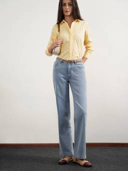 FABLE STREET - Denim Relaxed Fit Solid Light Blue Women Jeans