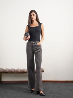 FABLE STREET - Denim Solid Dark Grey Women Jeans