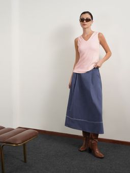 FABLE STREET - Pink Cotton Sleeveless Solid/Plain Top