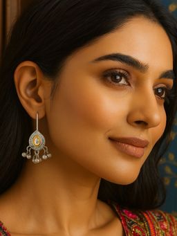 Digital Dress Room - Dangler Afghani White Jhumka Drop Designs With Ghungroo Earring