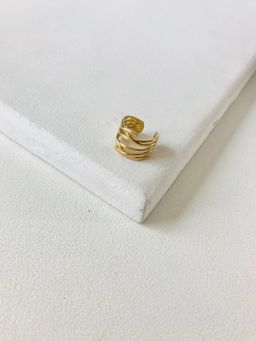 Rhea - Sculpted Strands Gold Adjustable Ring