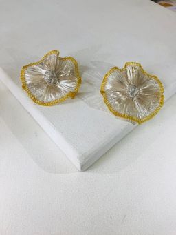 Rhea - Silver Gold Moonlit Bloom Earrings
