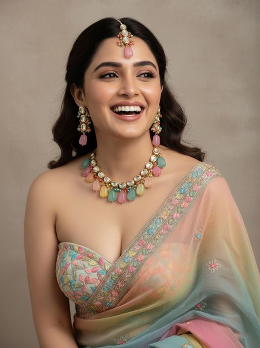 LUCKY JEWELLERY 18k Gold Plating Multi-coloured Necklace with Pair of Earrings and Mang Tikka