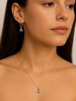 House of Pehr - Women Gold Plated Evil Eye Necklace and Earrings
