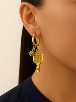 House of Pehr - Gold Plated Pickleball Charm Hoops