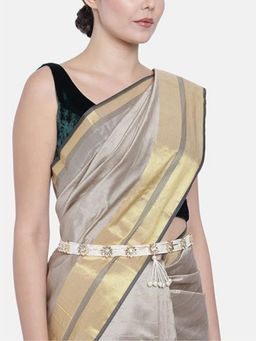 I Jewels - Gold-Plated White Kundan Studded Adjustable Kamarbandh