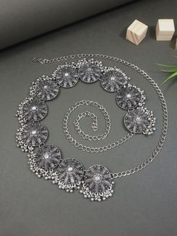 I Jewels - Rhodium-Plated Stone Studded Kamarbandh
