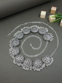 I Jewels - Rhodium-Plated Stone Studded Kamarbandh