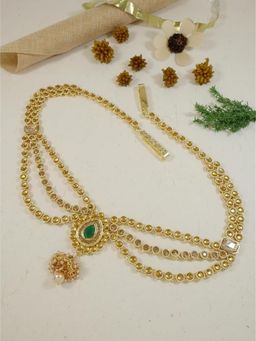 I Jewels - Gold Plated Stone Studded Waist Chain