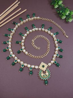 I Jewels - Gold Plated Stone Studded Waist Chain