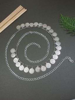 I Jewels - Oxidised Adjustable Coin Waist Chain