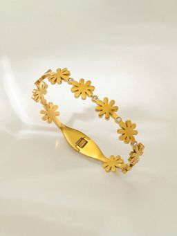 Designs & You - White Gold Plated Floral Themed Anti Tarnish Bangle Style Bracelet