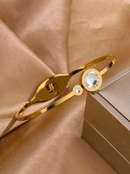 Designs & You - Gold Plated Stone Embedded Anti Tarnish Bangle Style Bracelet