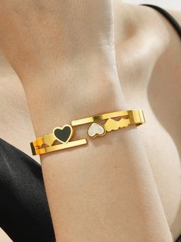Designs & You - Gold Plated Heart Themed Anti Tarnish Bangle Style Bracelet