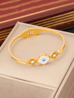 Designs & You - White Gold Plated Evil Eye Themed Anti Tarnish Bangle Style Bracelet