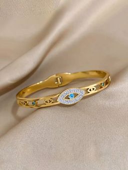 Designs & You - Gold Plated Evil Eye Themed Anti Tarnish Bangle Style Bracelet