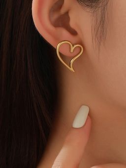 Designs & You - Gold Plated Anti Tarnish Heart Themed Stud Earrings