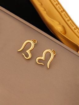 Designs & You - Gold Plated Stainless Steel Tarnish Heart Themed Stud Earrings