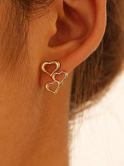 Designs & You - Gold Plated Stainless Steel Anti Tarnish Heart Themed Stud Earrings