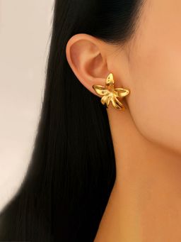 Designs & You - Gold Plated Stainless Steel Anti Tarnish Floral Themed Stud Earrings