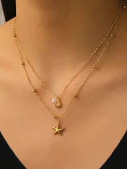 Designs & You - Gold Plated Anti Tarnish Stainless Steel Star Themed Necklace