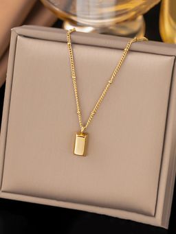 Designs & You - Gold Plated Anti Tarnish Stainless Steel Golden Rectangular Pendant