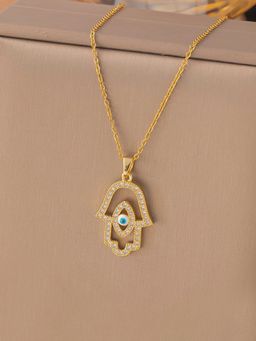 Designs & You - Gold Plated Anti Tarnish Evil Eye Themed Buddha Hand Pendant