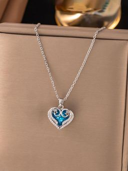 Designs & You - Gold Plated Anti Tarnish Stainless Steel Heart Themed Blue Pendant
