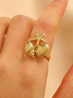 Designs & You - Gold Plated Anti Tarnish Stainless Steel Sea Shell Themed Ring