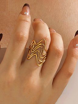 Designs & You - Gold Plated Anti Tarnish Wave Style Contemporary Ring