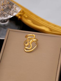 Designs & You - Gold Plated Anti Tarnish Stainless Steel Irregular Contemporary Ring