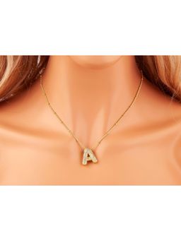 VIEN - Micro Inlaid Zircon Letter Pendant 18K Gold Cubic Zirconia Gold Plated Necklace